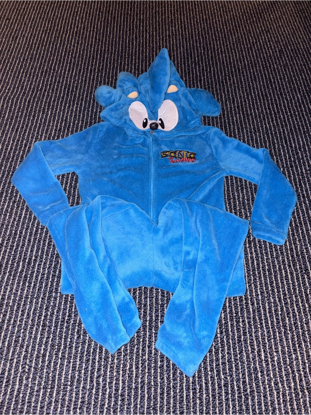 Sonic the Hedgehog Boys Pajamas Cosplay Size 8/10 Medium One Piece Costume Fuzzy